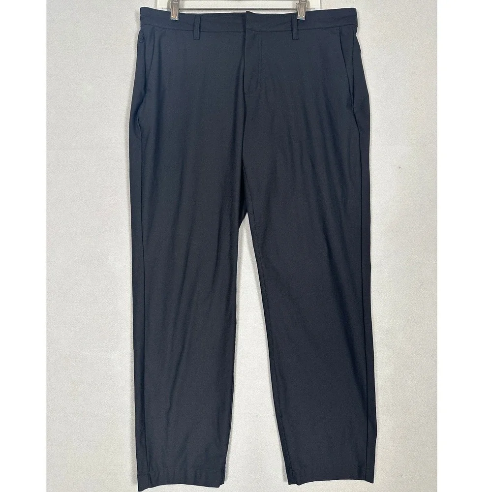 Fabletics Only-Way Pants Mens 36X30 Black Performance Chino Flat Front Straight